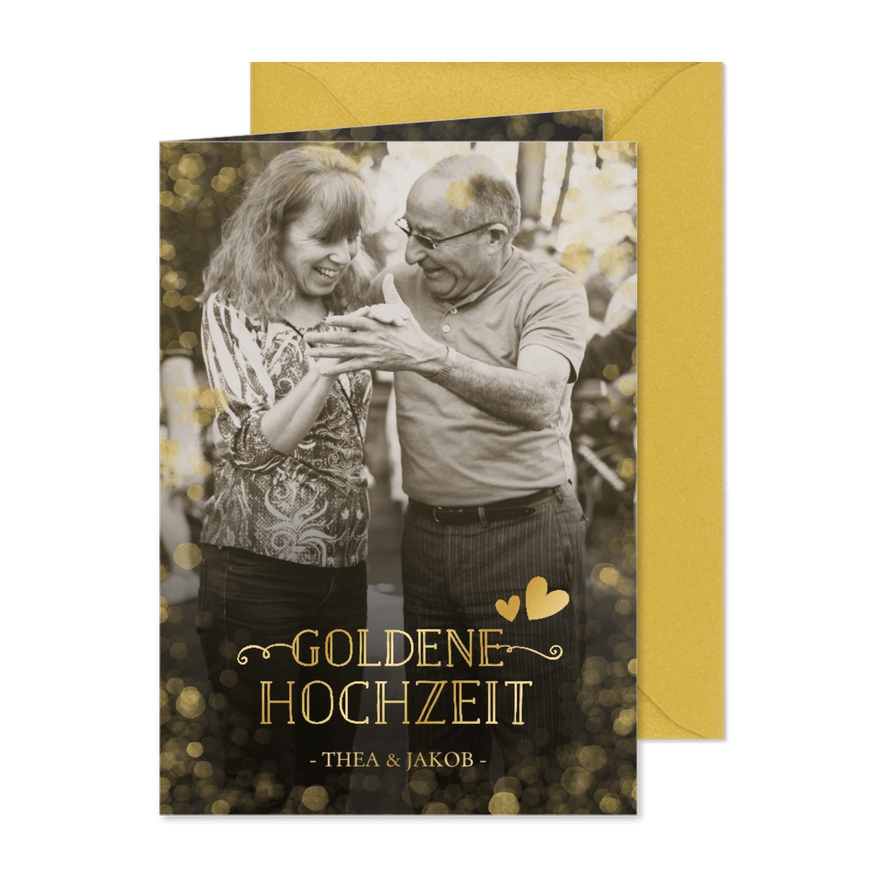 Foto-Einladungskarte zur goldenen Hochzeit - Karteneindruck