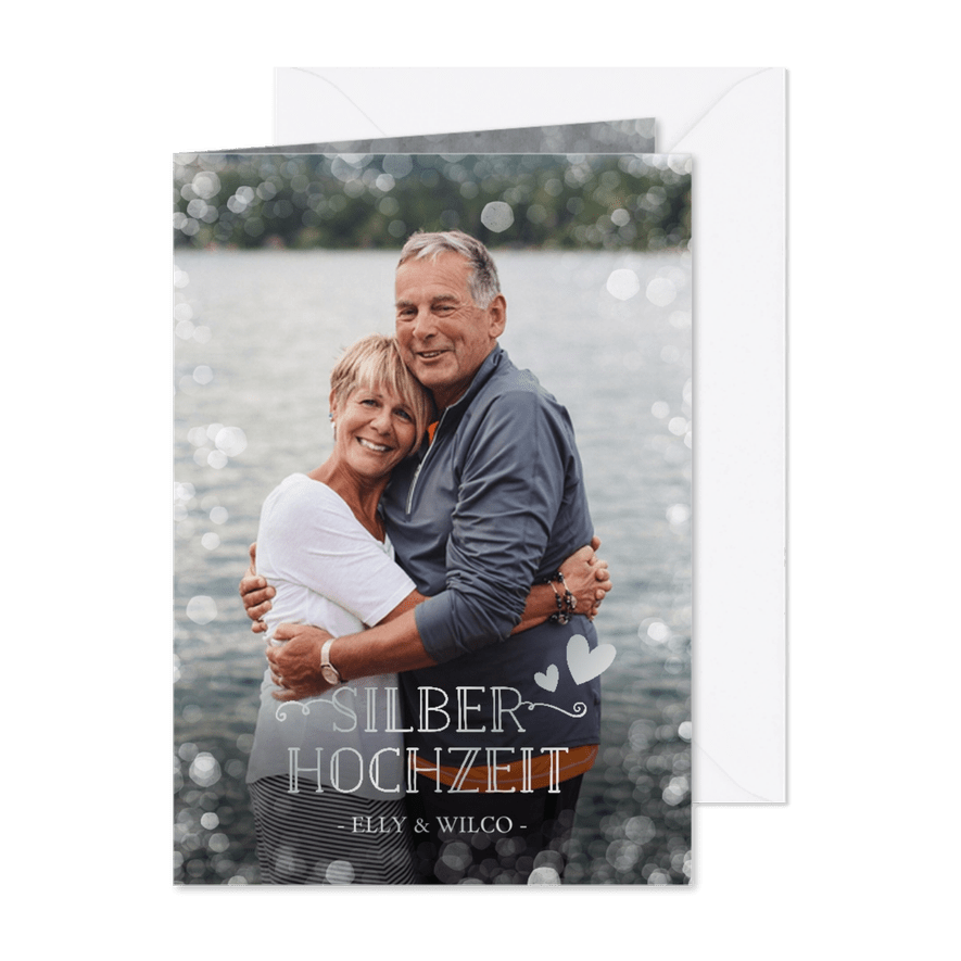 Foto-Einladungskarte zur Silberhochzeit - Karteneindruck