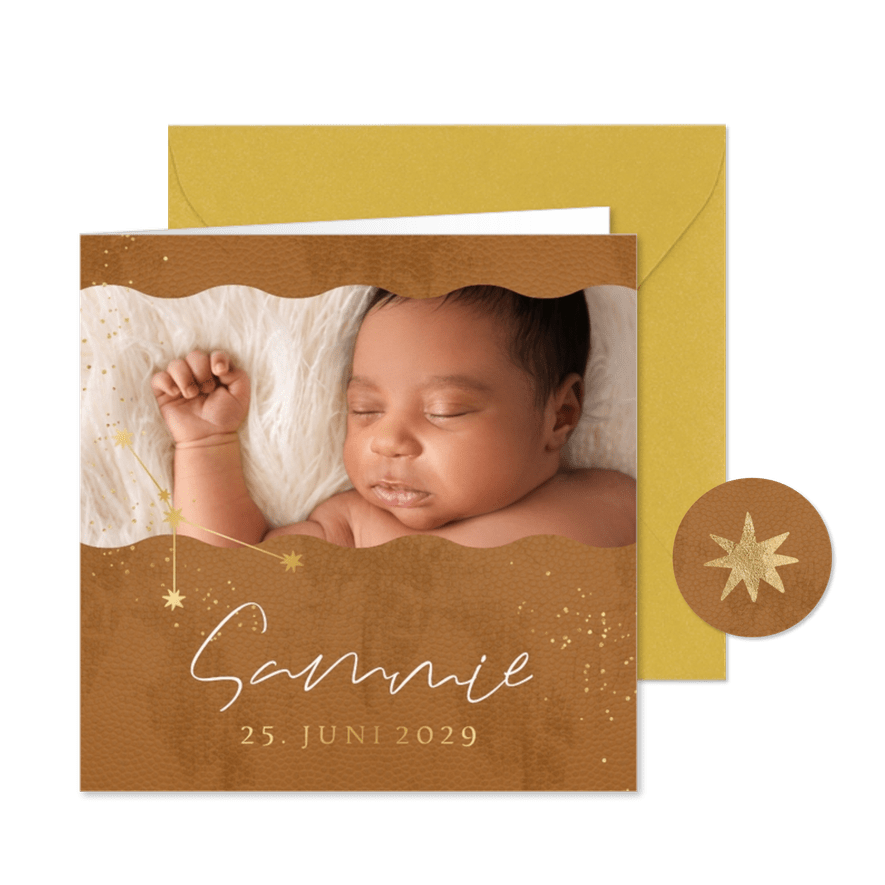 Foto Geburtskarte Sternzeichen Krebs Goldsternchen - Karteneindruck
