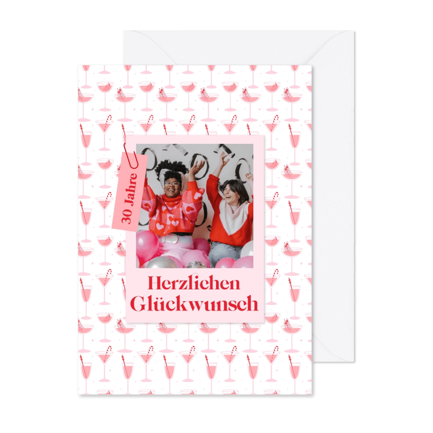 Foto-Geburtstagskarte Cocktails 30. Geburtstag - Karteneindruck