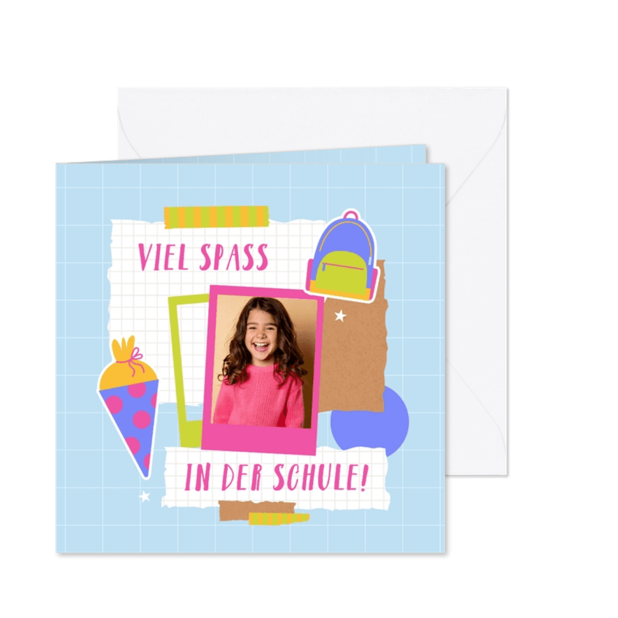 Foto-Glückwunschkarte Einschulung Scrapbook - Karteneindruck