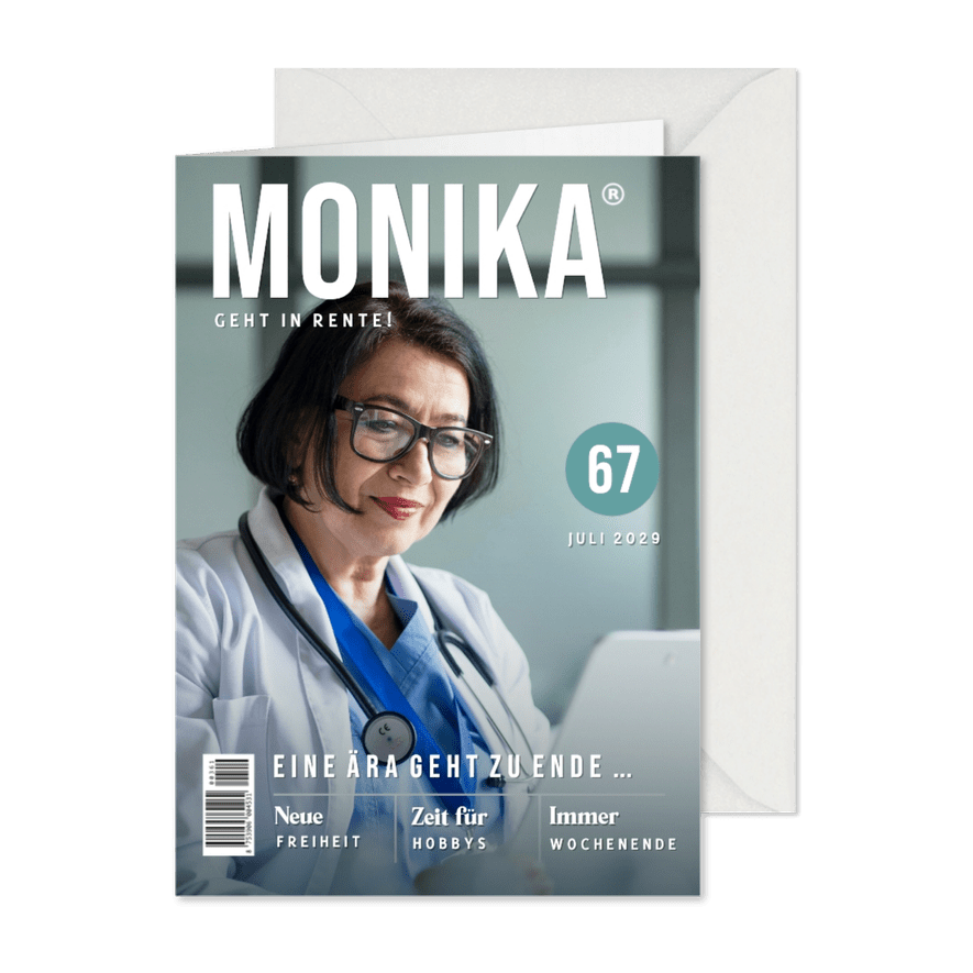 Foto Glückwunschkarte zur Rente Frauen-Zeitschrift - Karteneindruck
