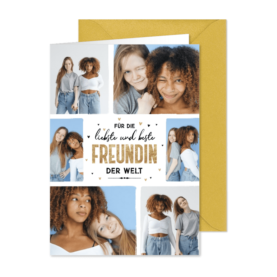 Foto-Grußkarte 'Beste Freundin' mit 6 Fotos - Karteneindruck
