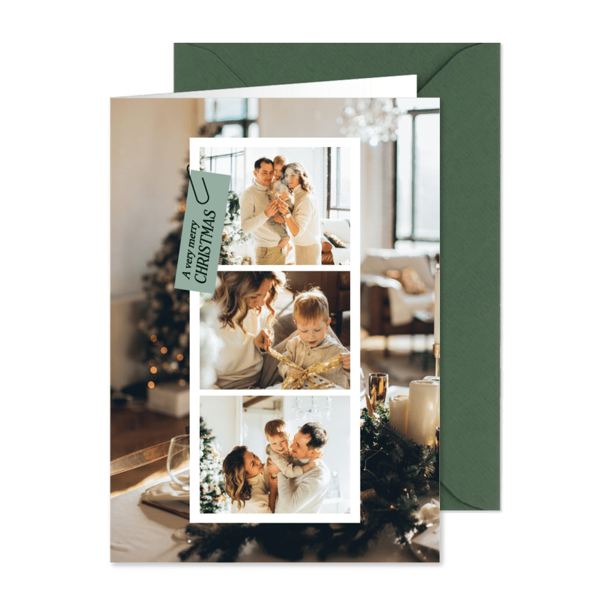 Foto-Karte 'A very Merry Christmas' Weihnachtsgrüße - Karteneindruck
