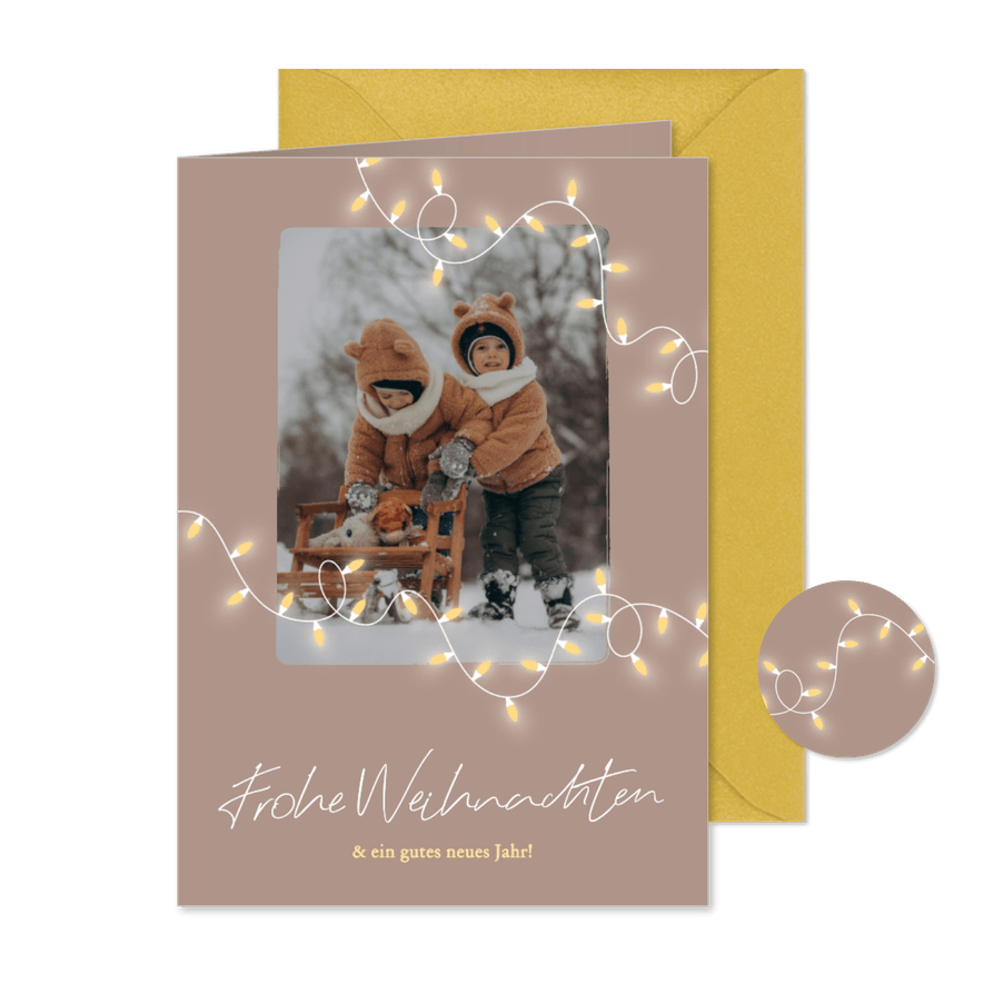 Foto-Karte 'Frohe Weihnachten' Lichterkette - Karteneindruck
