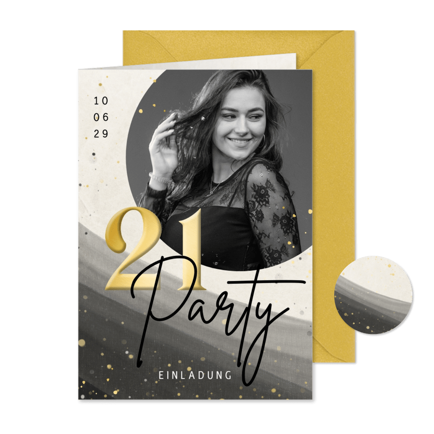Foto-Karte Geburtstagseinladung 21. Geburtstag - Karteneindruck
