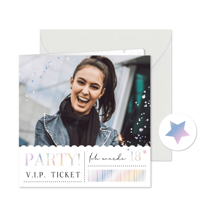 Foto-Karte Geburtstagseinladung Ticket V.I.P. - Karteneindruck
