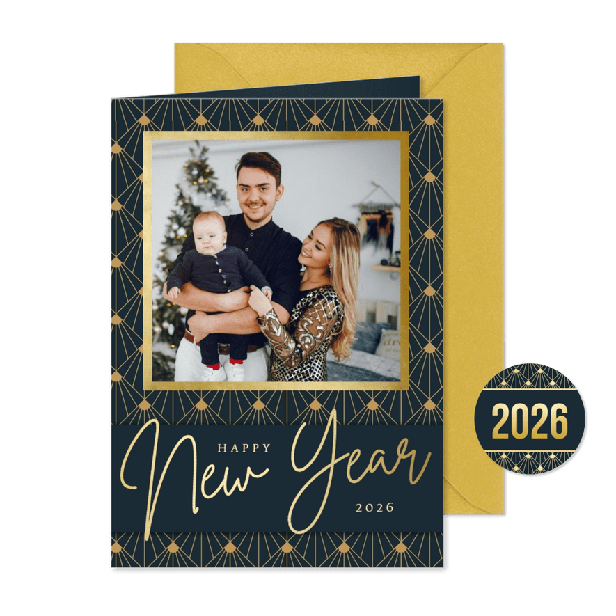 Foto-Neujahrskarte 'New Year' Art Deco - Karteneindruck
