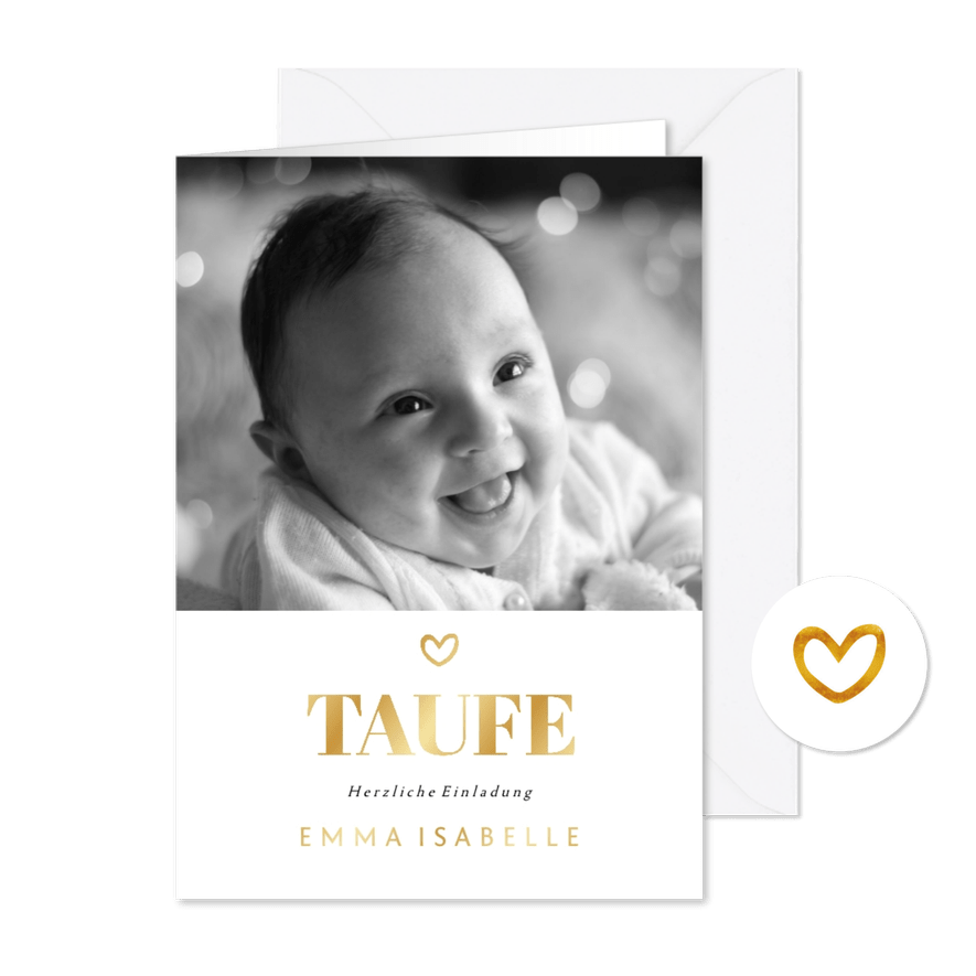 Foto-Taufeinladung Goldakzente - Kartenvorschau
