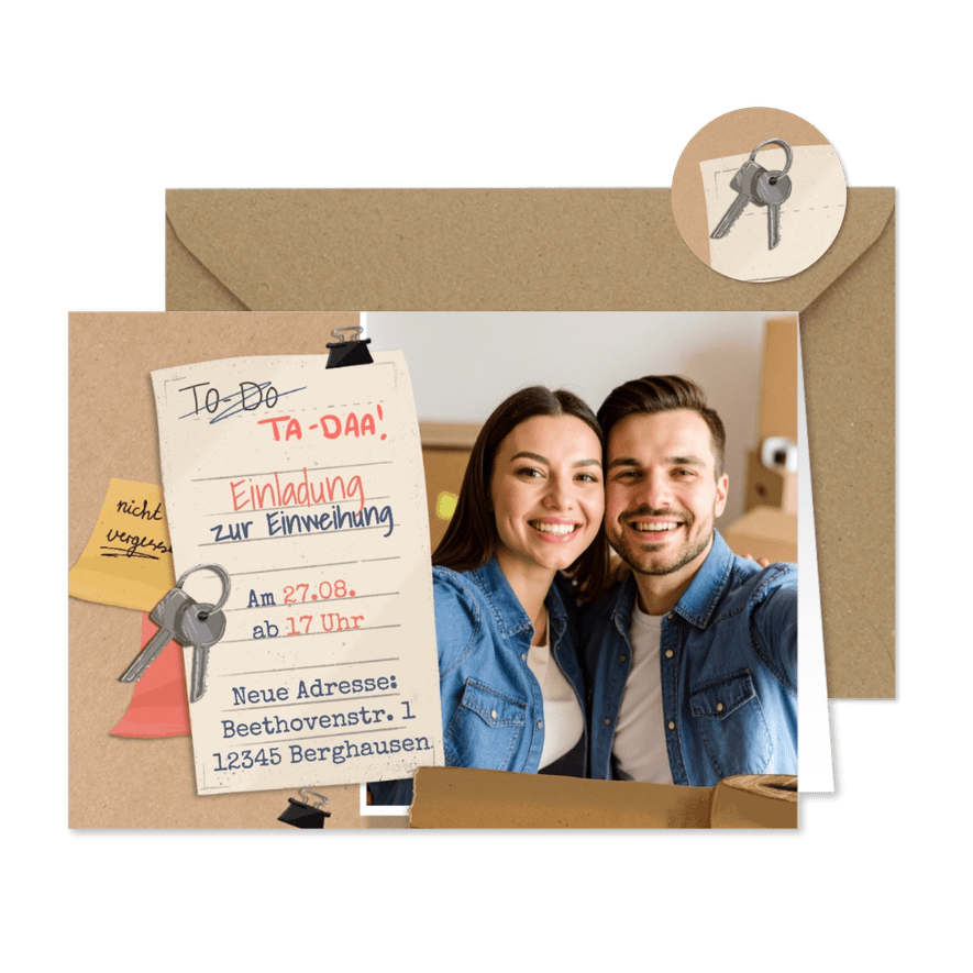 Foto-Umzugskarte To-Do Ta-Da Notiz Zettel Klebeband - Karteneindruck
