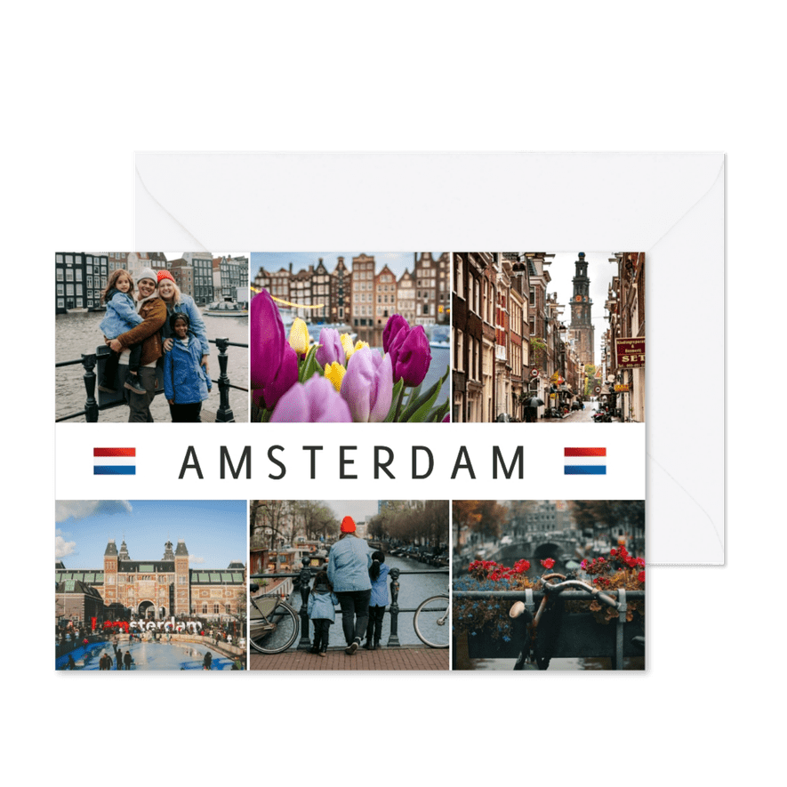 Foto-Urlaubskarte Collage Amsterdam Flagge - Kartenvorschau