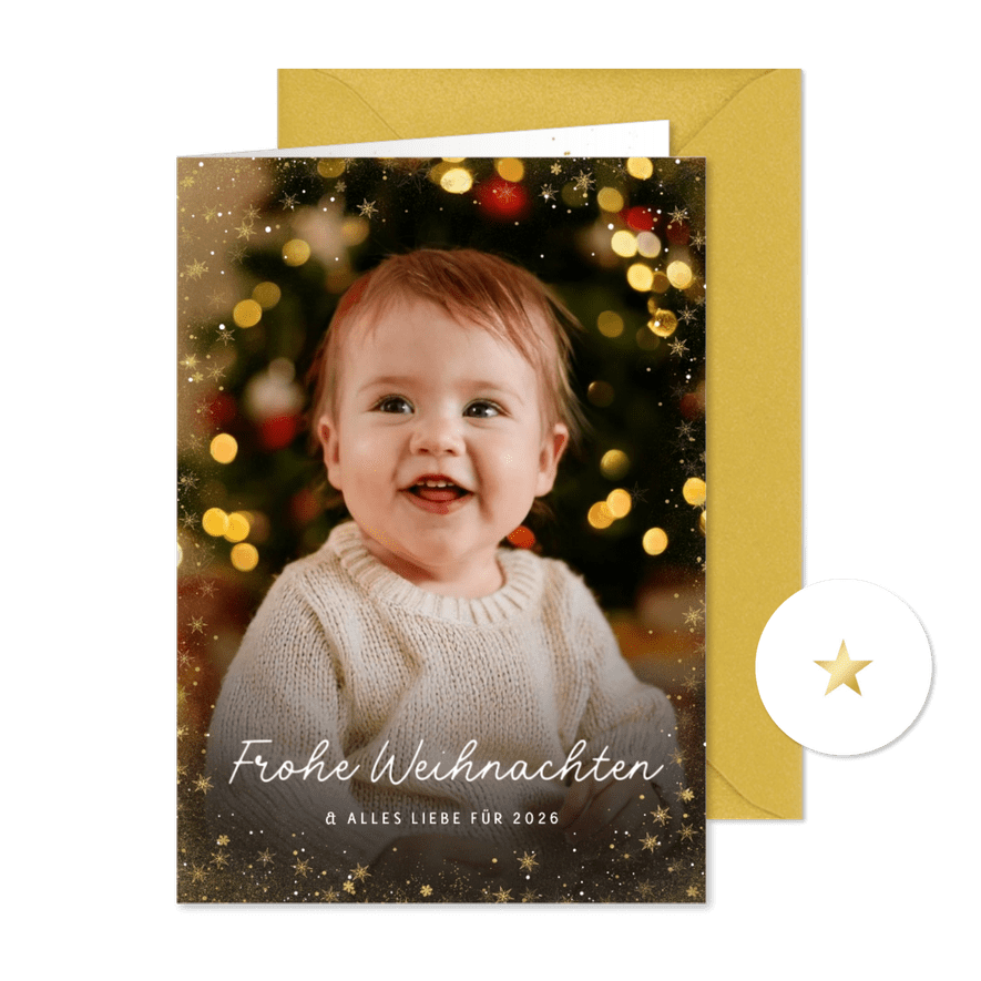 Foto-Weihnachtsgruß Sternerahmen - Karteneindruck