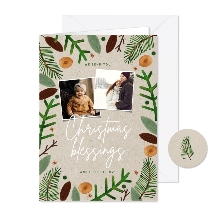 Foto-Weihnachtskarte 'Christmas blessings' - Karteneindruck