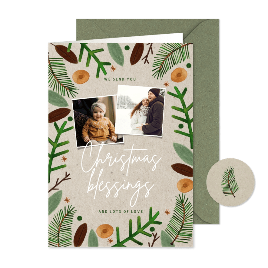 Foto-Weihnachtskarte 'Christmas blessings' - Karteneindruck
