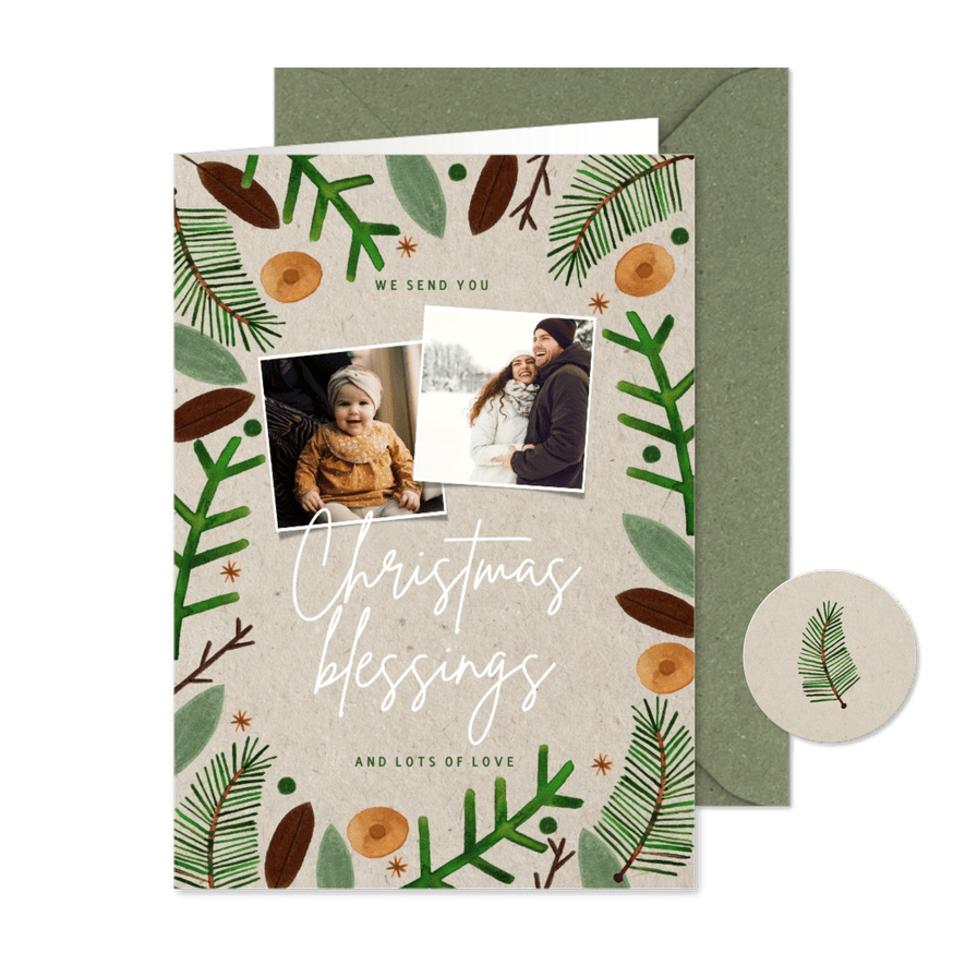 Foto-Weihnachtskarte 'Christmas blessings' - Karteneindruck