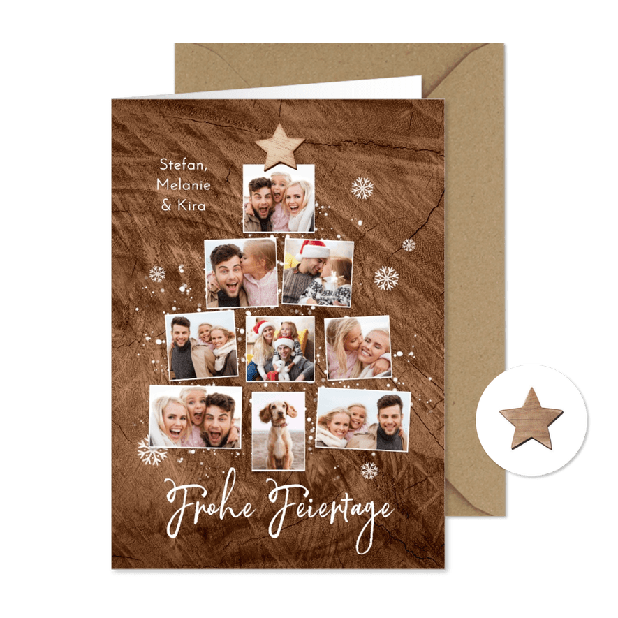 Foto-Weihnachtskarte Collage als Tannenbaum - Karteneindruck
