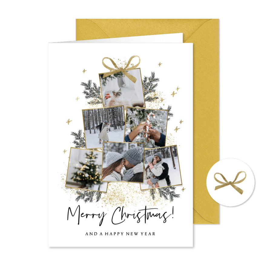 Foto-Weihnachtskarte Fotocollage 'Merry Christmas' - Kartenvorschau
