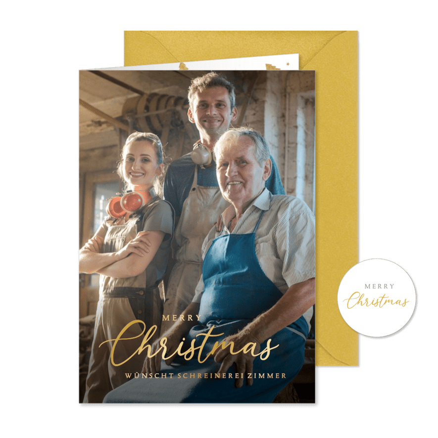 Foto-Weihnachtskarte geschäftlich 'Merry Christmas' - Karteneindruck