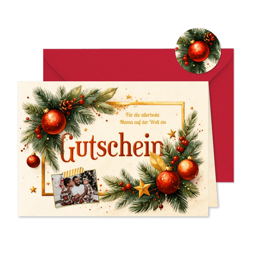 Foto-Weihnachtskarte Geschenkgutschein Weihnachtsdeko - Karteneindruck