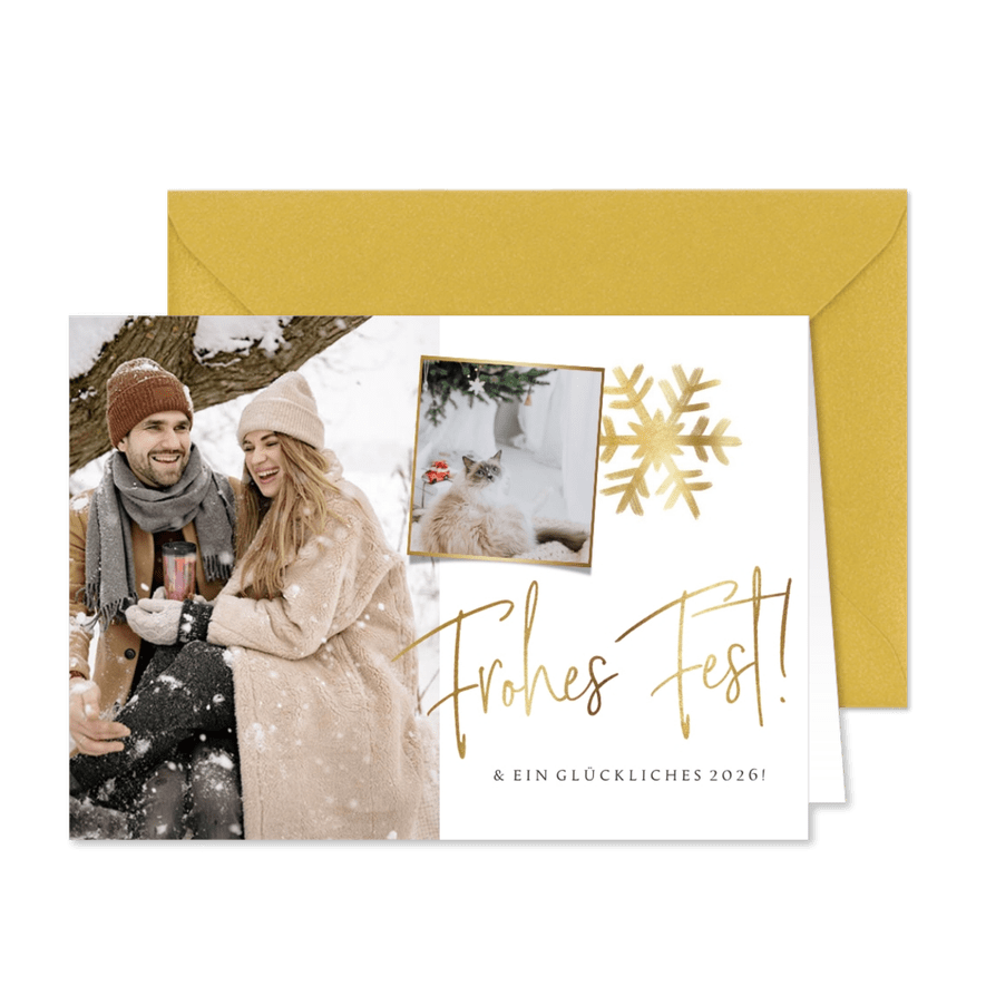 Foto-Weihnachtskarte Goldakzente - Karteneindruck