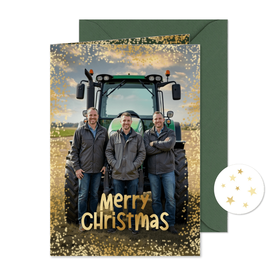 Foto-Weihnachtskarte Goldrand Landwirtschaft Merry Christmas - Karteneindruck