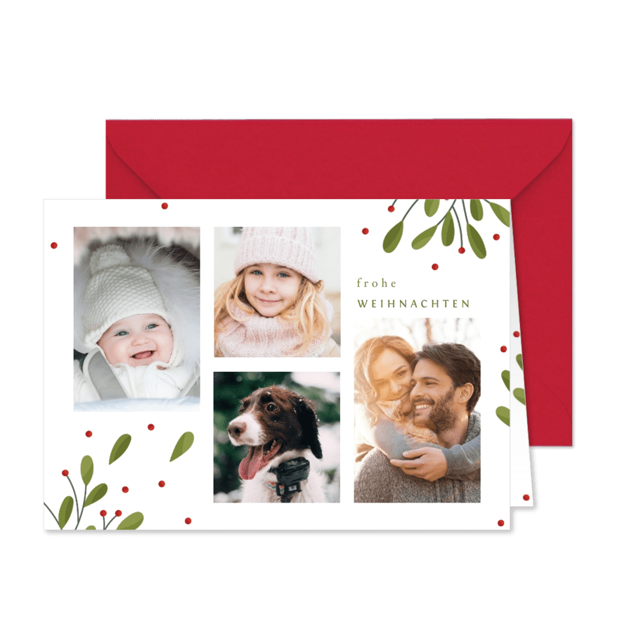 Foto-Weihnachtskarte in botanischem Look - Karteneindruck