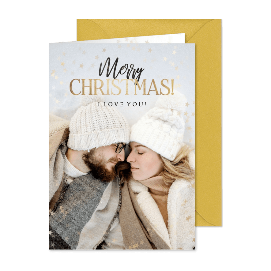 Foto-Weihnachtskarte 'Merry Christmas' kleine Sternchen - Karteneindruck