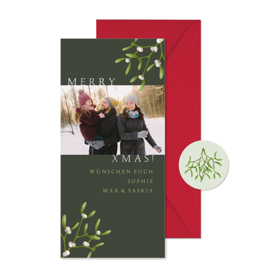 Foto-Weihnachtskarte Mistelzweige - Karteneindruck
