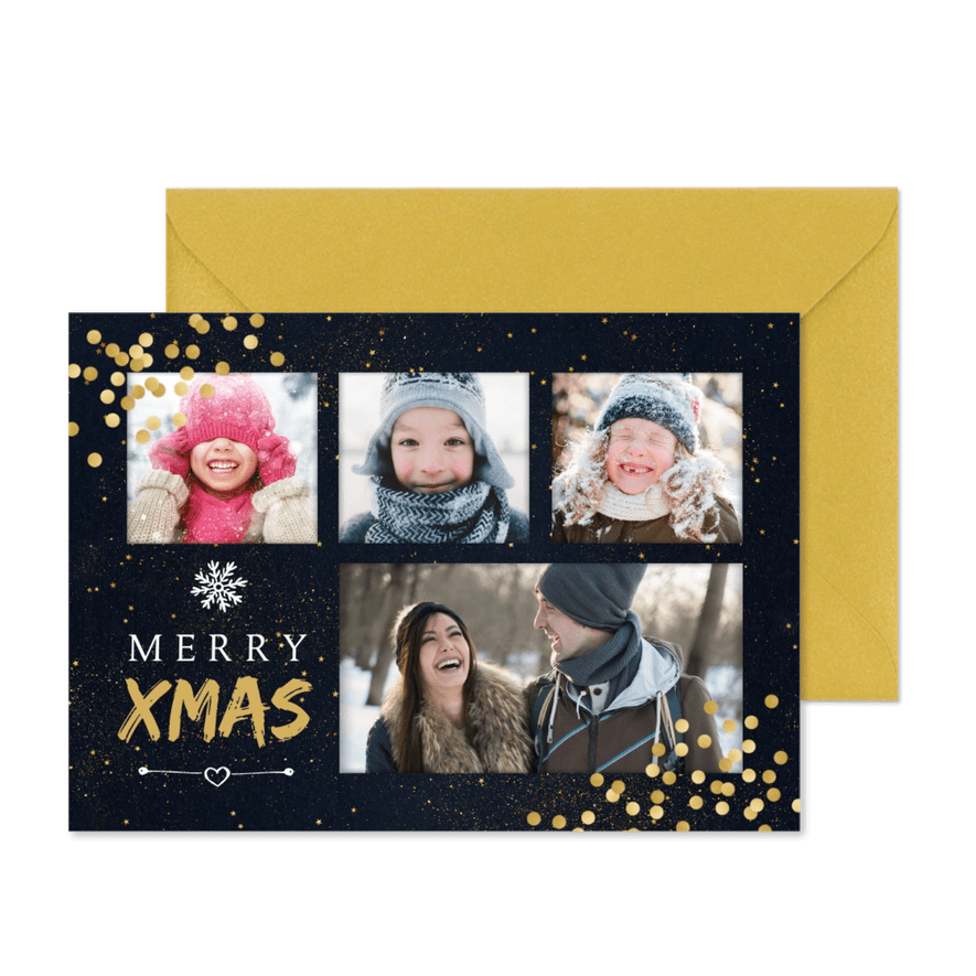 Foto-Weihnachtskarte mit 5 Fotos und Jahreszahl - Karteneindruck