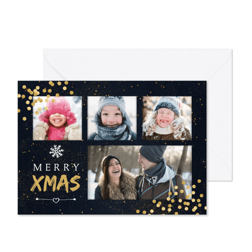 Foto-Weihnachtskarte mit 5 Fotos und Jahreszahl - Karteneindruck