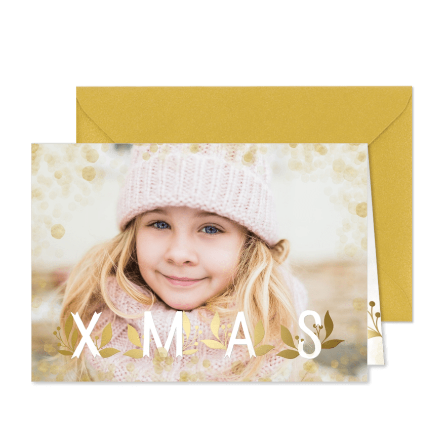Foto-Weihnachtskarte mit goldenen Akzenten - Karteneindruck
