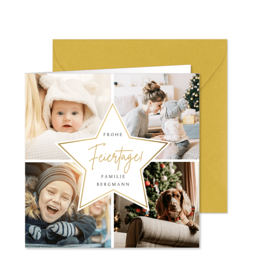 Foto-Weihnachtskarte mit Stern - Karteneindruck