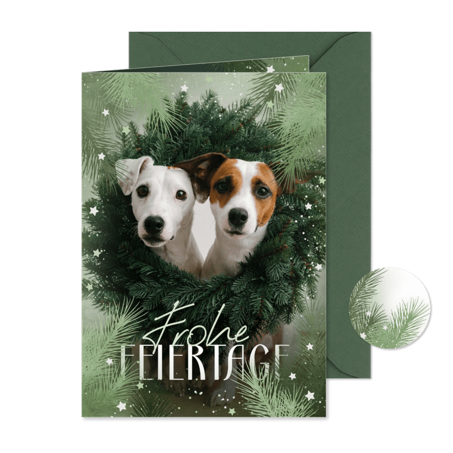 Foto-Weihnachtskarte mit Tannenzweigen-Umrandung - Karteneindruck
