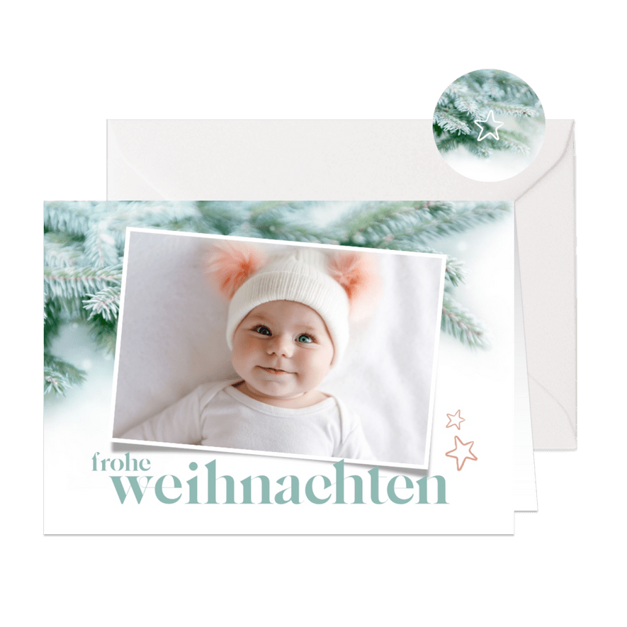 Foto-Weihnachtskarte natürliche Tannenzweige - Karteneindruck
