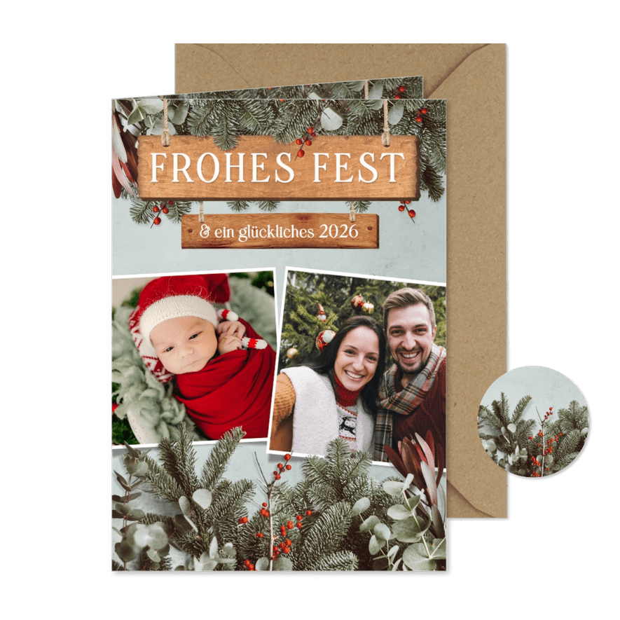 Foto-Weihnachtskarte natürlicher Look - Karteneindruck