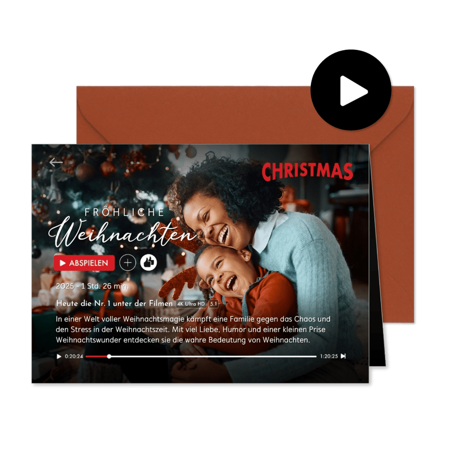 Foto-Weihnachtskarte Streaming Dienst Weihnachtsfilm - Kartenvorschau
