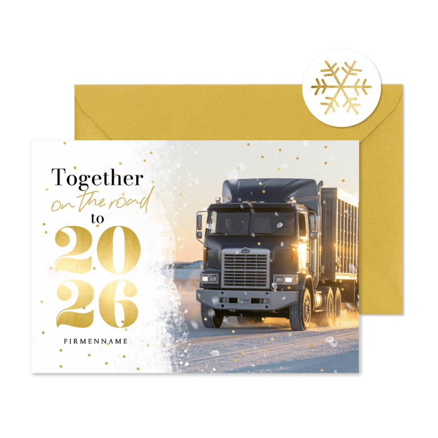 Foto-Weihnachtskarte 'Together on the road' englisch - Karteneindruck
