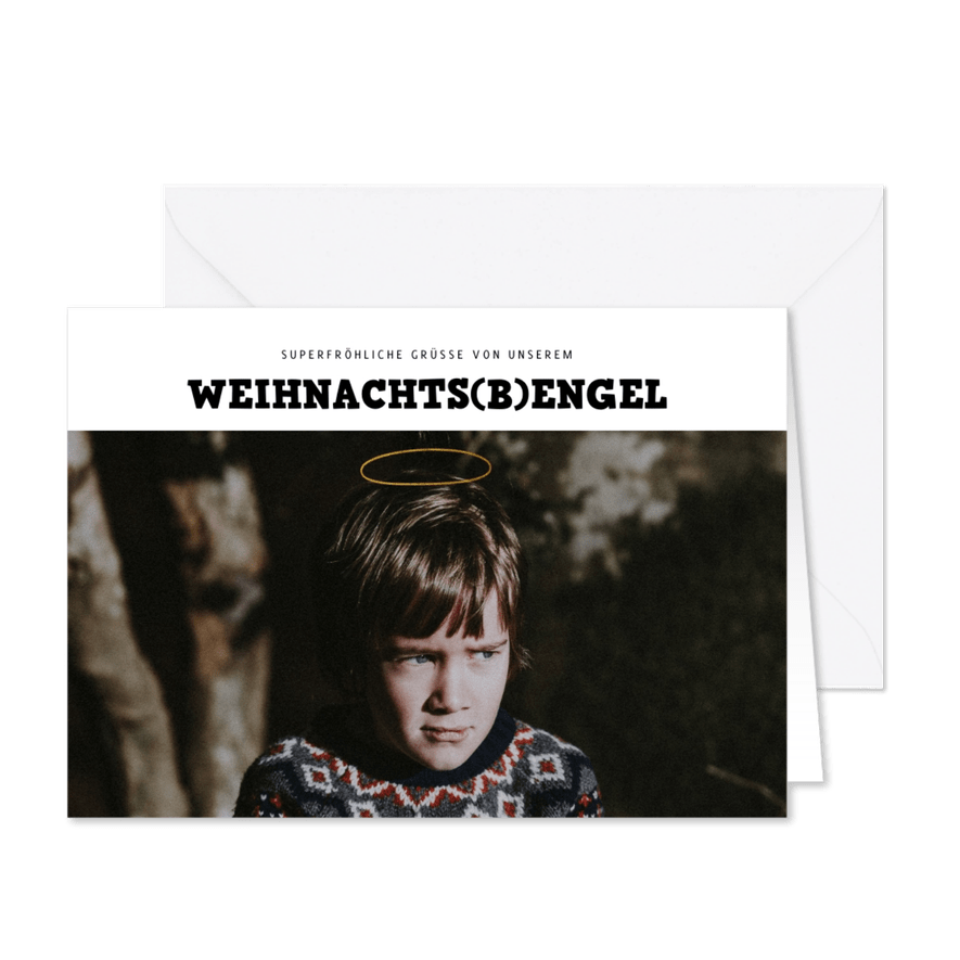 Foto-Weihnachtskarte Weihnachts(B)engel - Karteneindruck