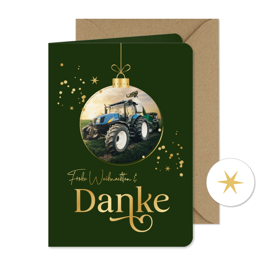 Foto-Weihnachtskarte Weihnachtskugel Danke Landwirtschaft - Karteneindruck