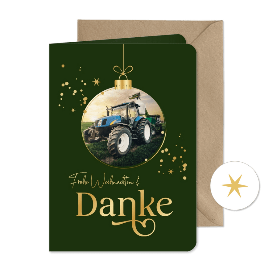 Foto-Weihnachtskarte Weihnachtskugel Danke Landwirtschaft  - Karteneindruck
