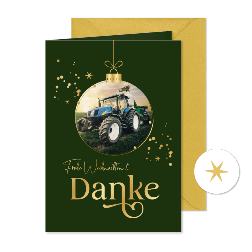 Foto-Weihnachtskarte Weihnachtskugel Danke Landwirtschaft - Karteneindruck
