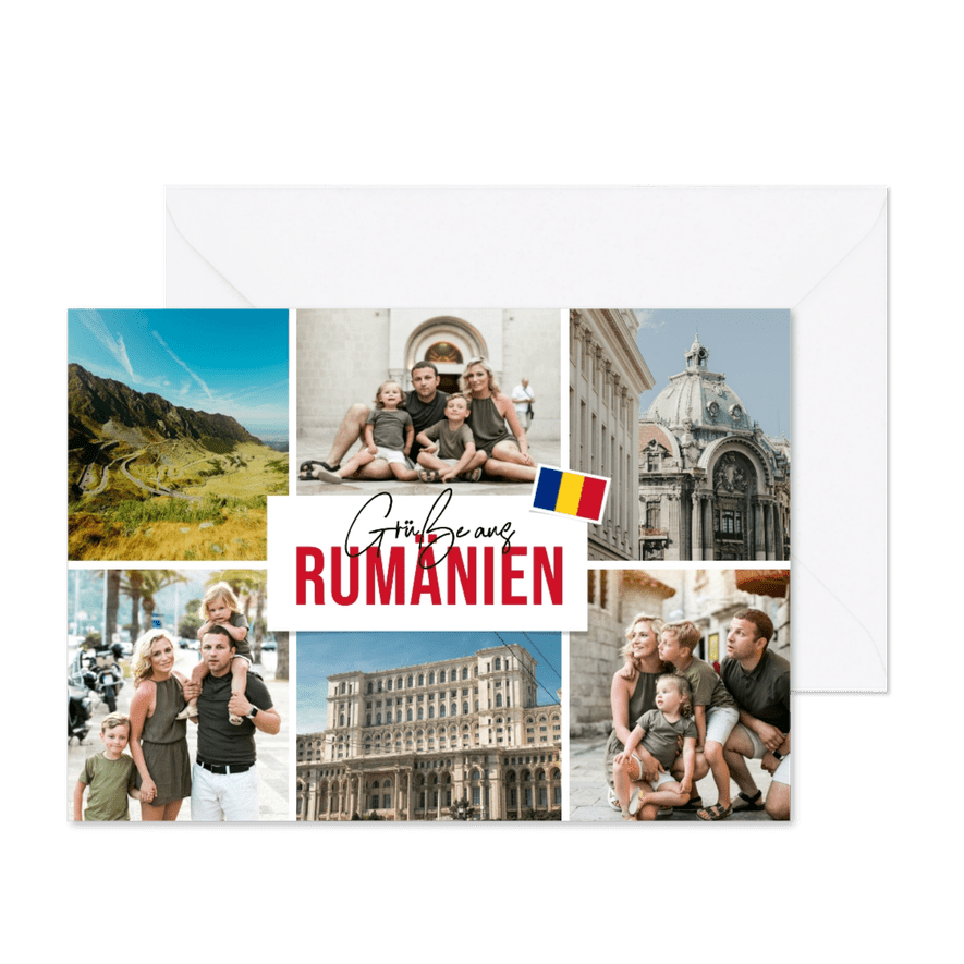 Fotocollage 6 Fotos Urlaubsgrüße Rumänien - Kartenvorschau
