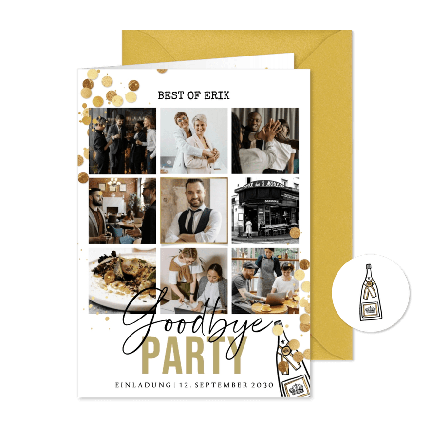 Fotocollage Abschiedsfeier Einladungskarte 'Best of ...' - Karteneindruck

