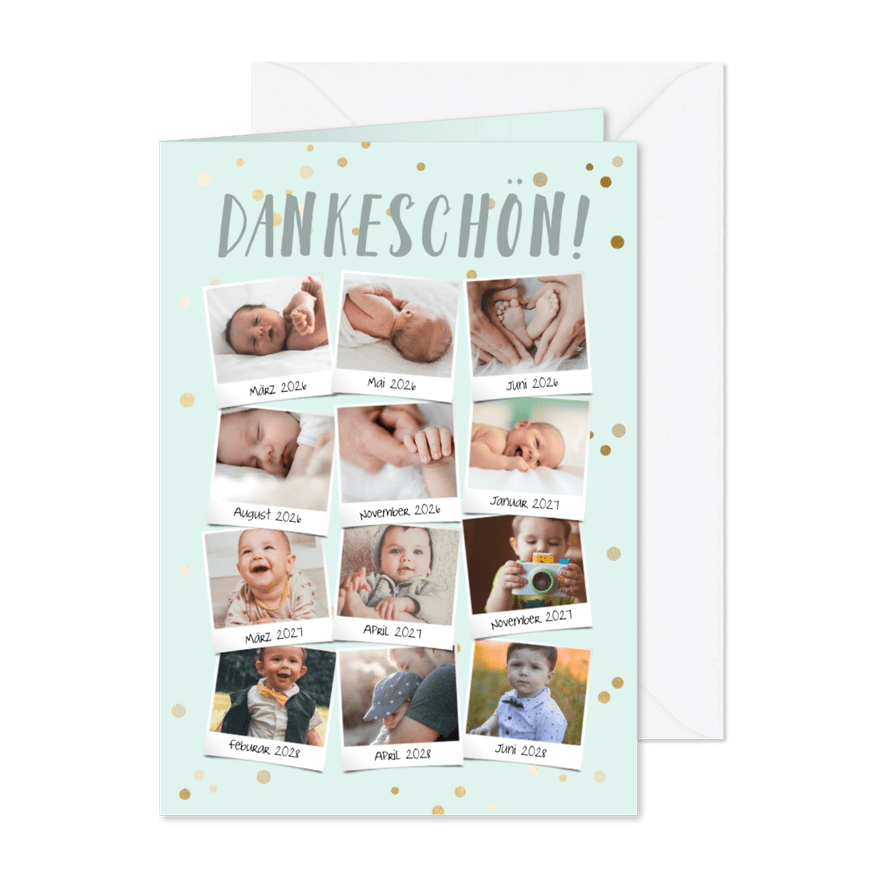 Fotocollage Dankeschönkarte Kita hellblau - Karteneindruck
