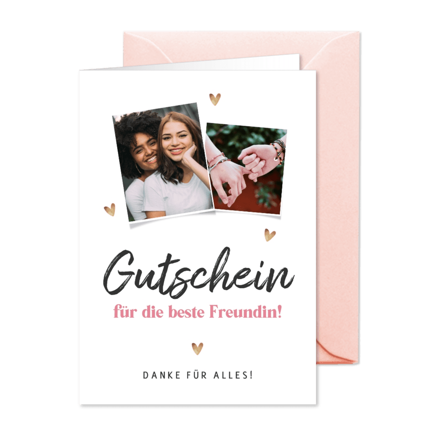 Fotocollage Dankeskarte Gutschein allerbeste | Send a Smile