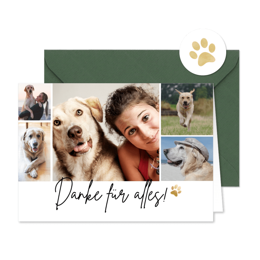 Fotocollage Dankeskarte Hundesitter - Karteneindruck