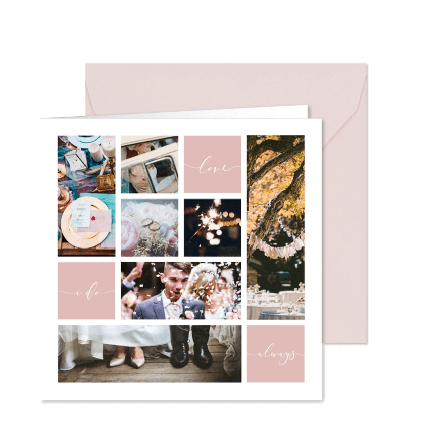 Fotocollage Danksagung Hochzeit grafisch - Karteneindruck
