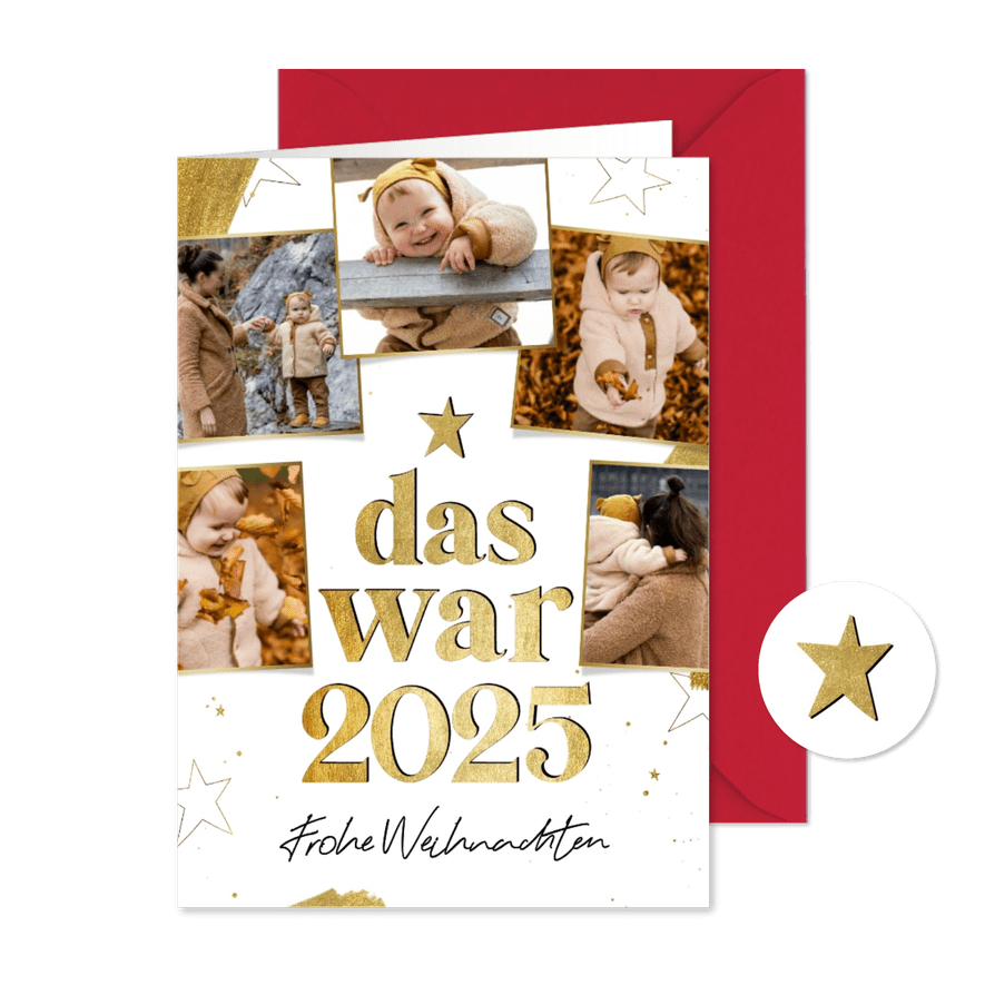 Fotocollage 'Das war 2025' Weihnachtskarte Jahresrückblick - Karteneindruck