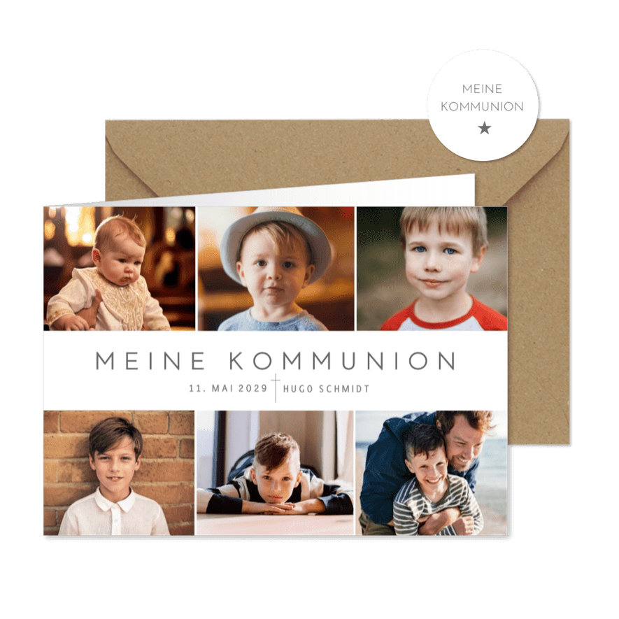 Fotocollage Einladungskarte Kommunion minimalistisch - Kartenvorschau
