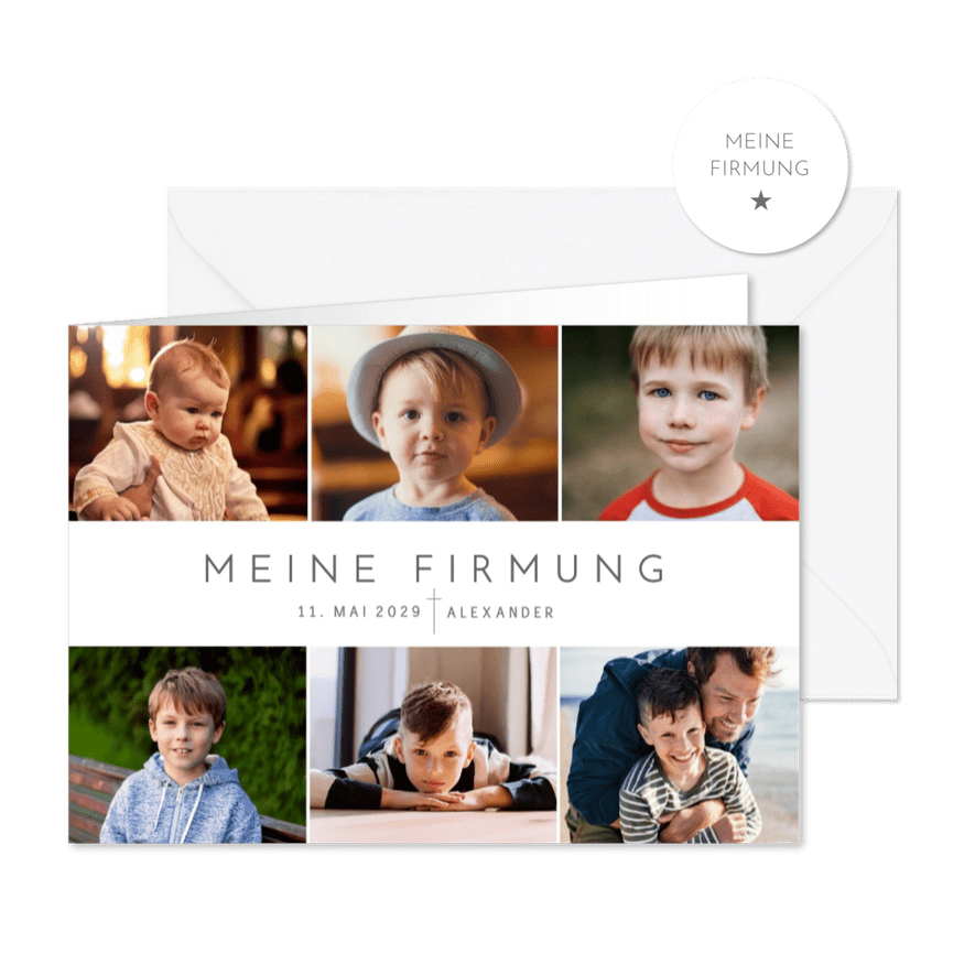 Fotocollage Firmung Einladungskarte minimalistisch - Karteneindruck